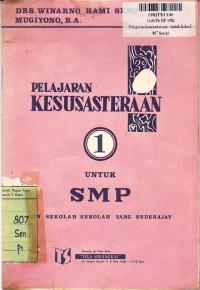 Image of `Pelajaran Kesusasteraan [Jilid 1]: untuk Kls. I SMP & Sekolah-sekolah yang Sederajat
