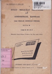 Image of Surat Menyurat Organisasi & Administrasi Koperasi [Djilid 3]: untuk SMP  Kls. III