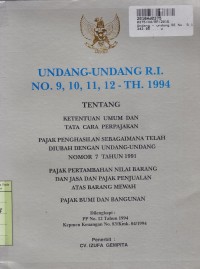 Image of Undang-undang RI No. 9, 10, 11, 12, - th. 1994