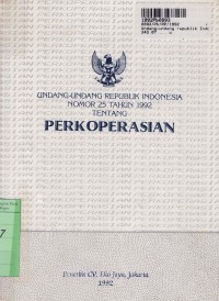 Image of Undang-undang Republik Indonesia No. 28 th. 1992: Tentang Perkoperasian