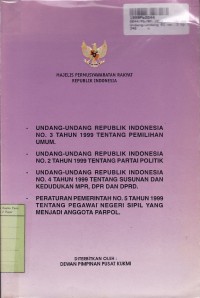 Image of Undang-undang Republik Indonesia No. 3 th. 1999 tentang Pemilihan Umum