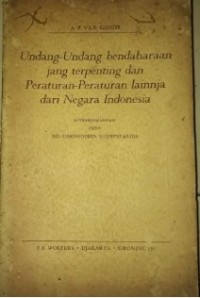 Image of Undang-undang Perbendaharaan jang Terpenting & Peraturan-peraturan lainnya dari Negara Indonesia